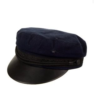 The Kooples leather-trimmed paperboy cap